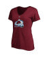 Women's Nathan MacKinnon Burgundy Colorado Avalanche Plus Size Name and Number V-Neck T-shirt
