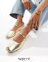 Фото #1 товара Stradivarius wide fit minimal ballet shoe in gold