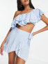 Esmee Exclusive wrap frill beach skirt co-ord in blue