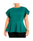 Plus Size Flare Sleeve Peplum Top