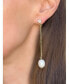 ფოტო #3 პროდუქტის Cubic Zirconia and Pearl Chain Drop Dangle Earrings