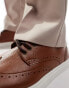 ASOS DESIGN lace up brogue shoes in tan faux leather