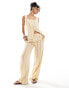 Mango pastel stripe straight leg trousers co-ord in yellow