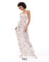 Фото #1 товара JDY Tall shirred top maxi dress in ditsy pink floral