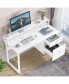 Фото #2 товара 47 Inches Computer Desk with 2 Drawers, Modern Writing Desk with Hutch, Large Workstation for Home Office