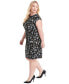Фото #3 товара Plus Size Abstract-Print Cap-Sleeve Dress