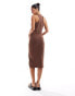 Threadbare jersey racer maxi dress in brown Коричневый, 42 - фото #2