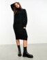 Фото #2 товара Vila roll neck knitted jumper midi dress in black