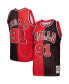 ფოტო #1 პროდუქტის Men's Dennis Rodman Red, Black Chicago Bulls Hardwood Classics 1995-96 Split Swingman Jersey