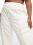 ASOS DESIGN Curve seam detail cargo trouser in ecru with contrast stitch