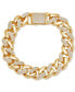 ფოტო #1 პროდუქტის Men's Cubic Zirconia Curb Link Chain Bracelet in 14k Gold-Plated Sterling Silver