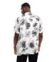 Фото #3 товара Jack & Jones revere collar shirt in white palm print