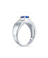 ფოტო #2 პროდუქტის Unisex 1CTW Round Solitaire Simulated Blue Sapphire AAA CZ Men's Engagement Ring Pinky Ring .925 Sterling Silver For Men
