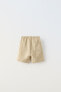 Faded-effect linen blend bermuda shorts