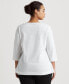 Фото #2 товара Women's Plus Size Split-Neck Three-Quarter Sleeve Cotton Tunic