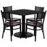 Фото #1 товара 36'' Square Black Laminate Table Set With 4 Grid Back Metal Chairs - Mahogany Wood Seat