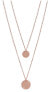 Double necklace with circular pendants made of pink gold-plated steel