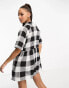 ASOS DESIGN crinkle collared smock playsuit in mono gingham