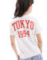 Pieces oversized Toyko t-shirt in white and red TOKYO RED, XS - фото #2