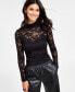 Фото #1 товара Women's Lace Mock Neck Top, Created for Macy's