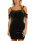 Фото #3 товара Juniors' Velvet Cold-Shoulder Bodycon Dress