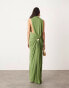 ASOS EDITION sleeveless drape detail maxi dress with plate trim in green