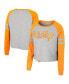 Women's Heather Gray Tennessee Volunteers I'm Gliding Here Raglan Long Sleeve Cropped T-shirt