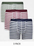 Фото #1 товара ASOS DESIGN 3 pack jersey trunks in navy stripe