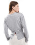 Фото #1 товара ASOS DESIGN corset waist long sleeve top in grey marl