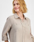 Фото #3 товара Petite Cotton Button-Front Roll-Sleeve Shirt