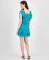 ფოტო #8 პროდუქტის Juniors' Ruffled Textured Cotton Fit & Flare Dress