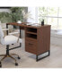 Фото #2 товара Brighton Rustic Computer Desk With Shelving And Storage Drawer Metal Frame Pedestal Base Home Office Desk