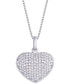 ფოტო #1 პროდუქტის Diamond 5/8 ct. t.w. Heart Locket Pendant Necklace in Sterling Silver