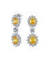 Art Deco Style Crown Halo Oval Cubic Zirconia Canary Yellow AAA CZ Fashion Formal Dangle Drop Earrings For Prom Bridesmaid Wedding Rhodium Plated