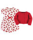 ფოტო #2 პროდუქტის Baby Girl Organic Cotton Dress and Cardigan 2pc Set, Bows