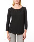 ფოტო #1 პროდუქტის Women's Wave-Knit Scoop Neck 3/4-Sleeve Sweater