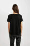 Kadın T-Shirt Siyah C4063AX/BK81