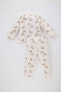 Фото #1 товара Пижама с длинным рукавом для девочек Defacto Радужный дизайн -100% хлопок