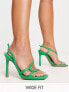 Фото #1 товара ASOS DESIGN Wide Fit Nydia asymmetric barely there heeled sandals in green