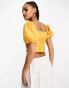 Фото #4 товара Urban Revivo puff sleeve milkmaid top in light yellow