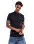 BOSS GREEN paul tipped polo shirt in black and blue