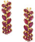 ფოტო #5 პროდუქტის Emerald Marquise-Cut Leaf Design Small Hoop Earrings (4 ct. t.w.) in 14k Gold, 0.67" (Also in Ruby & Sapphire)