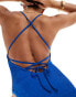 Фото #4 товара South Beach textured halter neck high leg swimsuit in blue