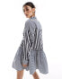 River Island stripe shirt mini dress in blue BLAU, 40 - фото #4