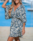 Фото #3 товара Women's Tropical V-Neck Flared Sleeve Mini Beach Dress