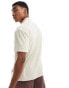 ASOS DESIGN relaxed polo shirt in beige towelling with embroidery