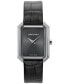 ფოტო #1 პროდუქტის Salvatore Women's Swiss Black Leather Strap Watch 27x34mm