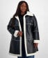 ფოტო #4 პროდუქტის Plus Size Long Faux-Shearling-Trimmed Coat