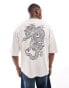 Jack & Jones super oversized dragon back print t-shirt in beige