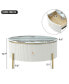 Modern Round Coffee Table With 2 Large Drawers Storage Accent Table(31.5")